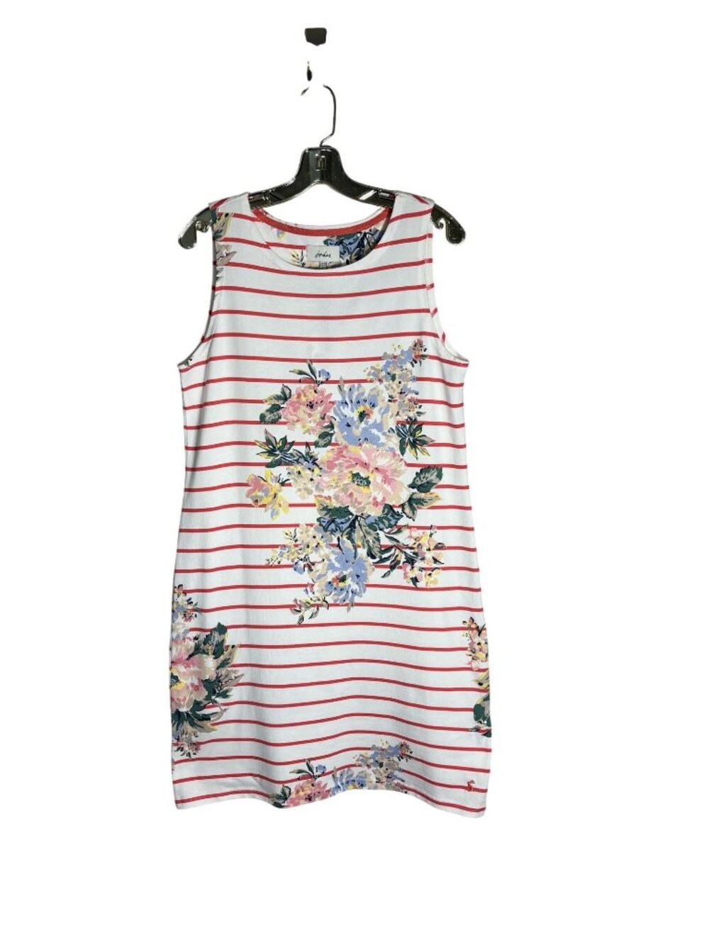 Joules Floral Stripe Sleeveless Dress UK = 14 US = 10 Cotton Lightweight Casual - Picture 1 of 12